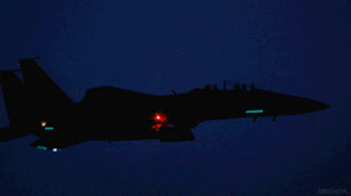 this military jet is projected in the dark