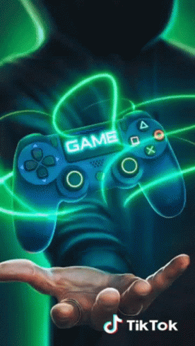 digital painting of a man holding his hands with games