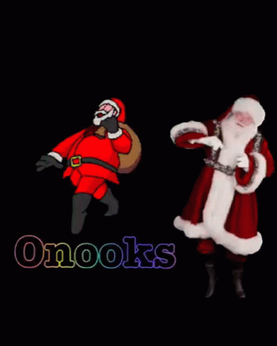 animated santa and mrs claus dancing in the dark
