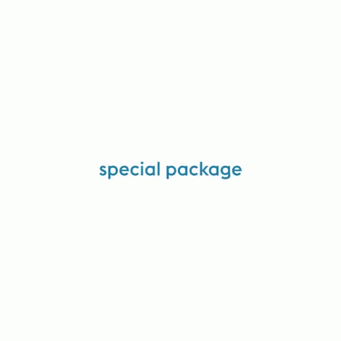 the text special package on the front of a white background