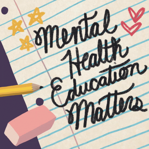 the text mental health education matters is written on a lined notepad