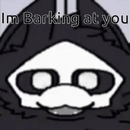 a black and white cartoon monkey with a hoodie saying i'm barking at you