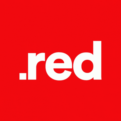 the red logo with white letters on a blue background