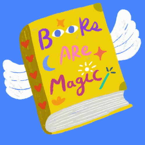 there is an image of the book that says books are magic