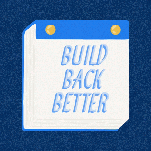 the words build back better are displayed on a piece of paper