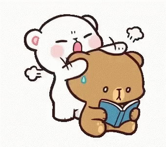 a bear and its cub sitting and reading a book
