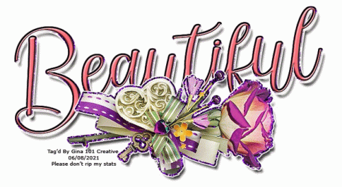 an illustration of the words beautiful, with bows and hearts