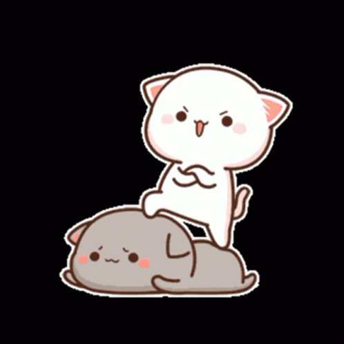 two small cats that are sitting on a pillow