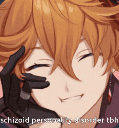 anime anime style po with text overlaid saying, scihizoid personality disorder tb