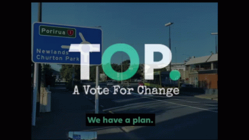 an orange and green street sign that says top a vote for change