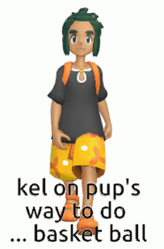 the avatar of an animated character with the words kel on pup's way to do basketball