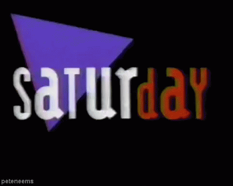 the words saturday written with a red and blue arrow