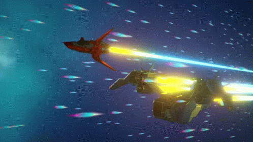 a painting of two jet fighters in space