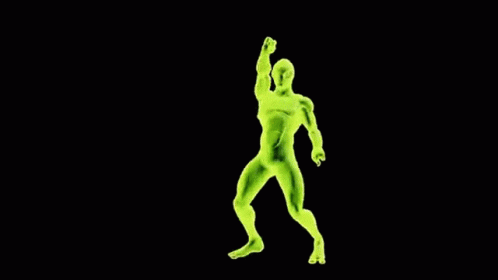 glowing man poses for a camera on a black background