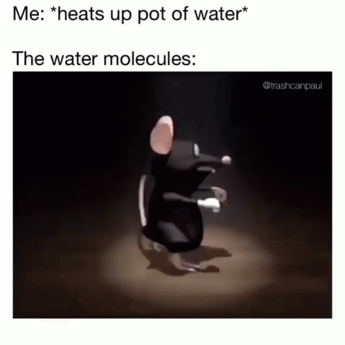 the animated image is titled me heats uppot of water