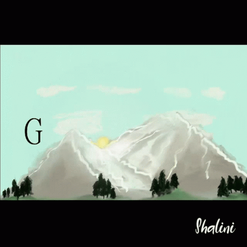 an illustration of a mountain with the letter g