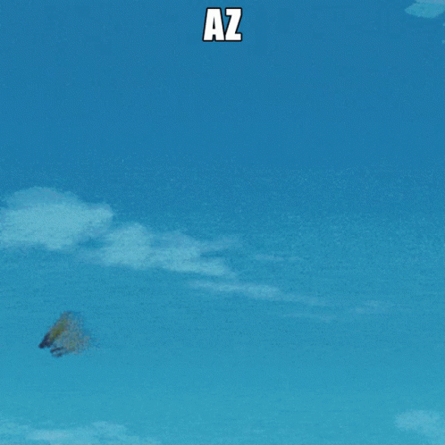 a lone bluebird in the clouds beneath the word az