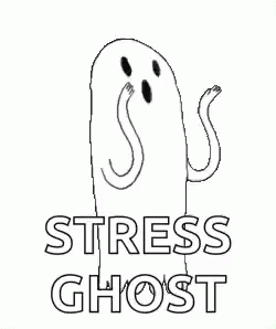a cartoon ghost with the words stress ghost