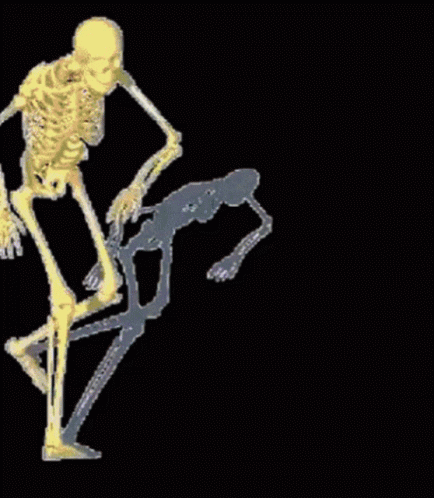 a picture of a skeleton in different poses on a black background