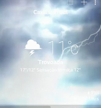 a cell phone with a weather theme next to the screen
