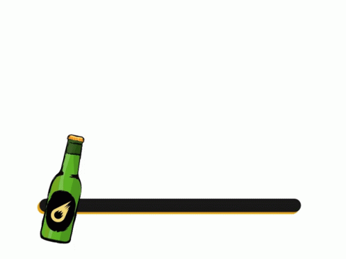 a bottle of beer next to a black tube