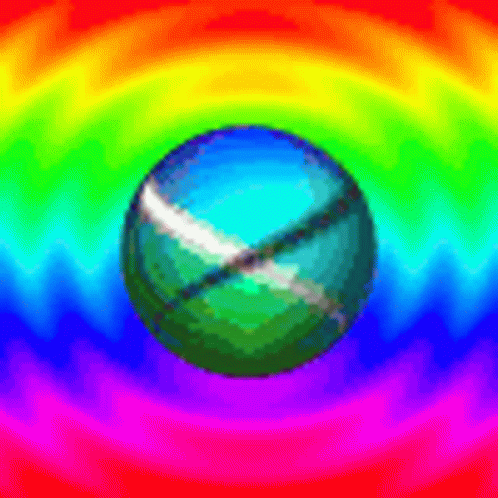 a stylized illustration of a tennis ball in an abstract rainbow rainbow and black background