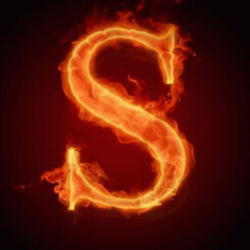 a letter s with smoke and blue light in the middle