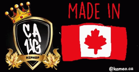 a black background and a blue canada logo with a crown on it