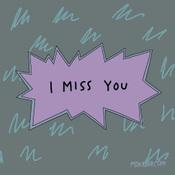 pink comic speech bubble with words that says i miss you
