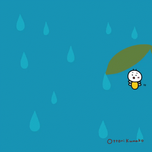 the illustration depicts a baby, inside an umbrella in a rainy day