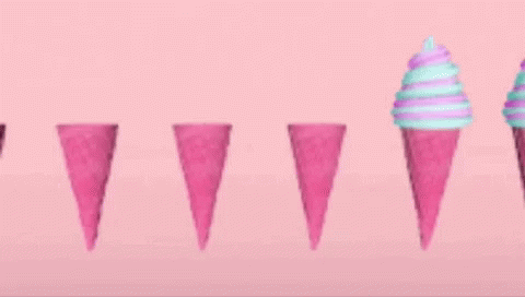 purple cones of ice cream are arranged on a white and purple background
