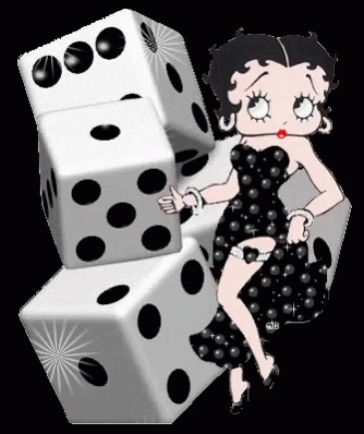 an image of a female with two dice