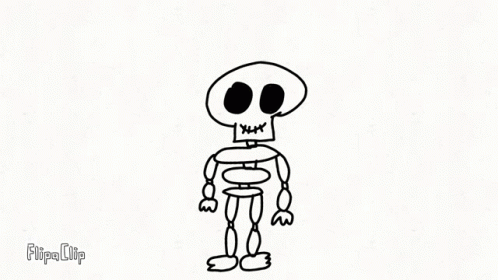a cartoon drawing of a skeleton