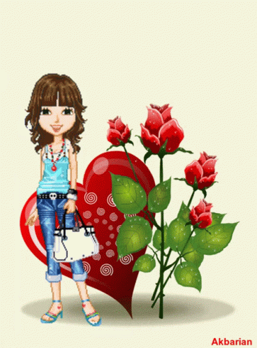 girl with her love rose by aakkaran