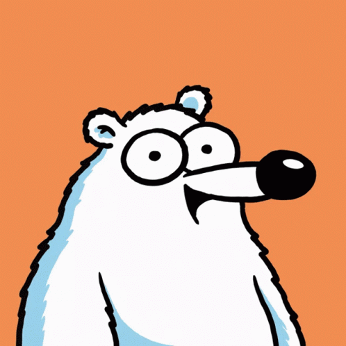 a drawing of a polar bear with an egg in his mouth