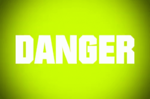the word danger is written in white on a green background