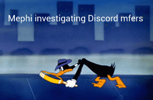 a cartoon depicting two dogs with a sign reading, mephi investigating discord meters