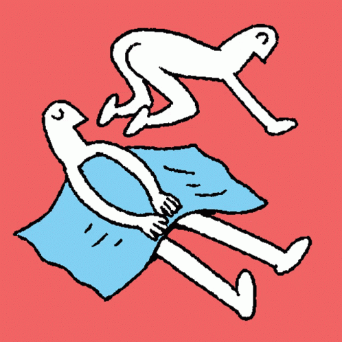 an image of a person falling down from a pillow