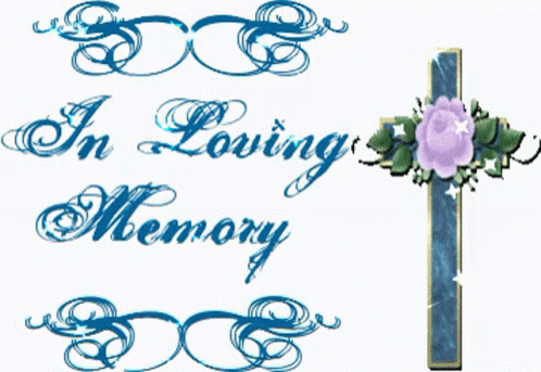 an arrangement of poshopped images containing words such as in loving memory