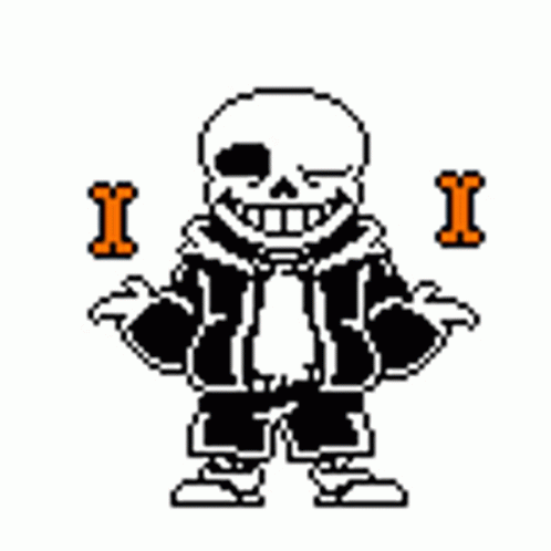 an old style pixel art picture of a skeleton