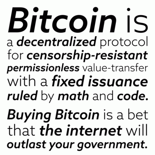 a black and white typography of bitcoin is a decentized protood for