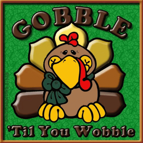 an image of a cartoon elephant saying gobble