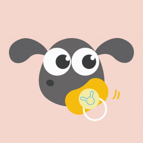 a cartoon sheep has a pacifier in its mouth