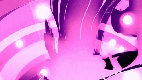 the view from the top of an artistic picture of a person with a light - filled, purple - lit area