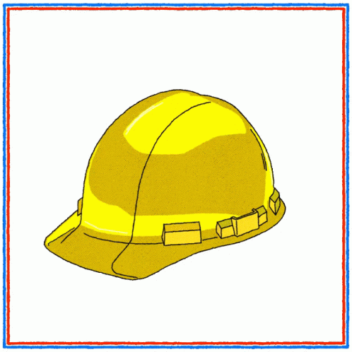 a drawing of a blue hard hat