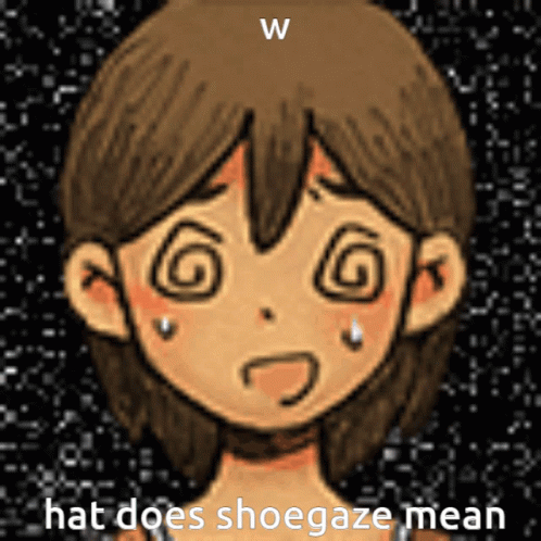 a cartoon image of a young person with the words what does shoegaze mean?