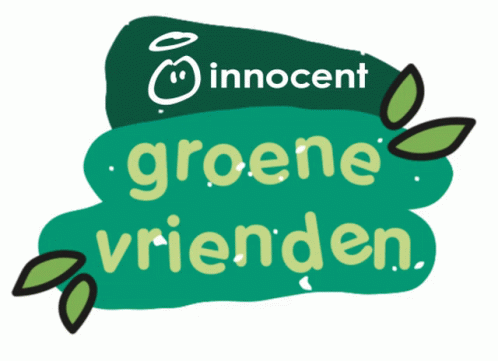 an image of a sticker that reads innocent, groene vrieben