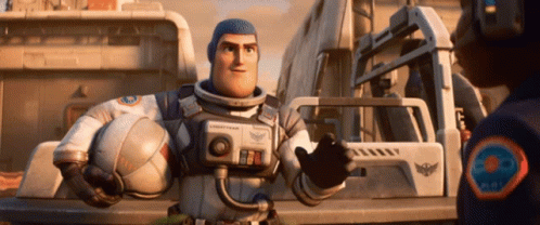 a scene from the movie buzz lightyear, with a character in white