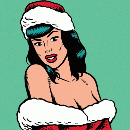woman in a santa hat with her arms folded