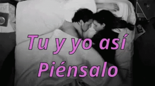 the word tu yo asi piensalo on a black and white image of two people